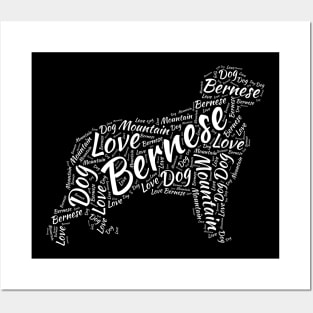 Love Bernese Mountain Dog Word Silhouette Pet Lover Owner Posters and Art